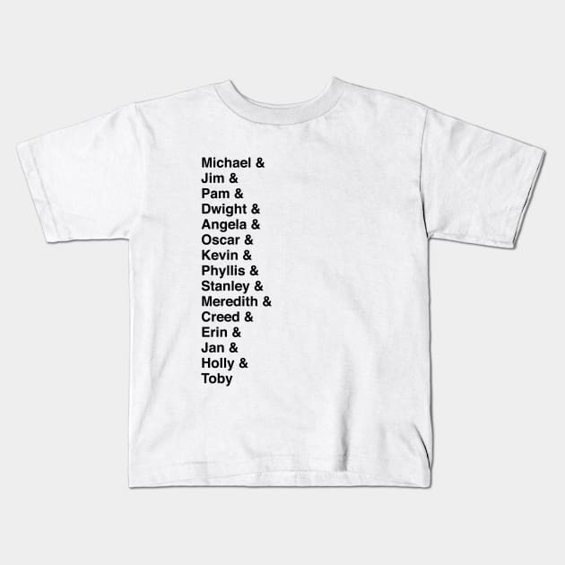 The Office Character List Kids T-Shirt by BecArtc